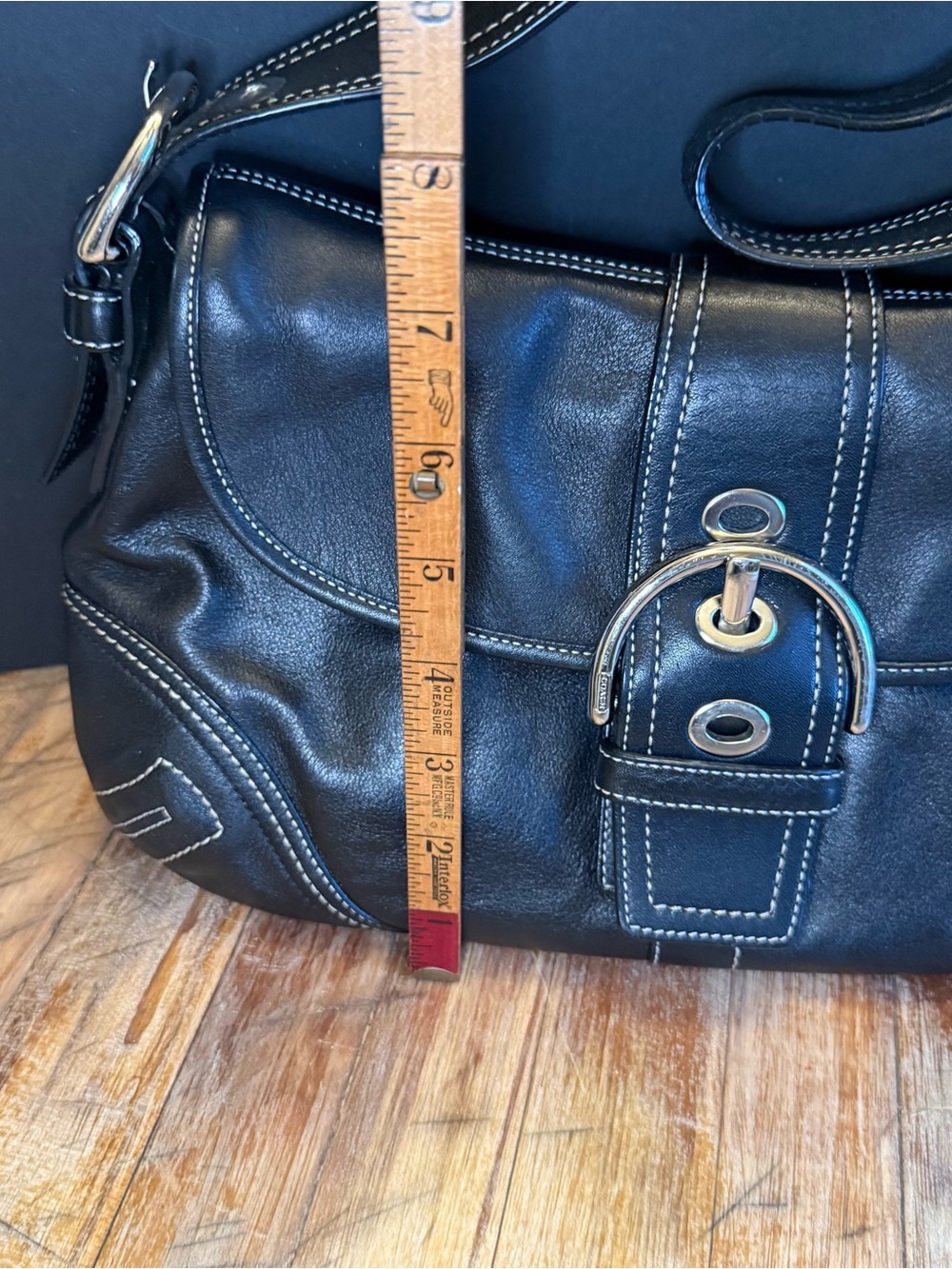 Vintage COACH Black Leather F10192 Soho Buckle Flap Shoulder Bag Purse - Picture 10 of 13